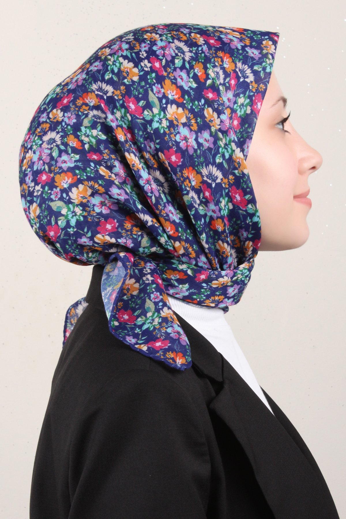 Lop'Res Pamuklu Soft Eşarp 4151-12 Gece Mavisi