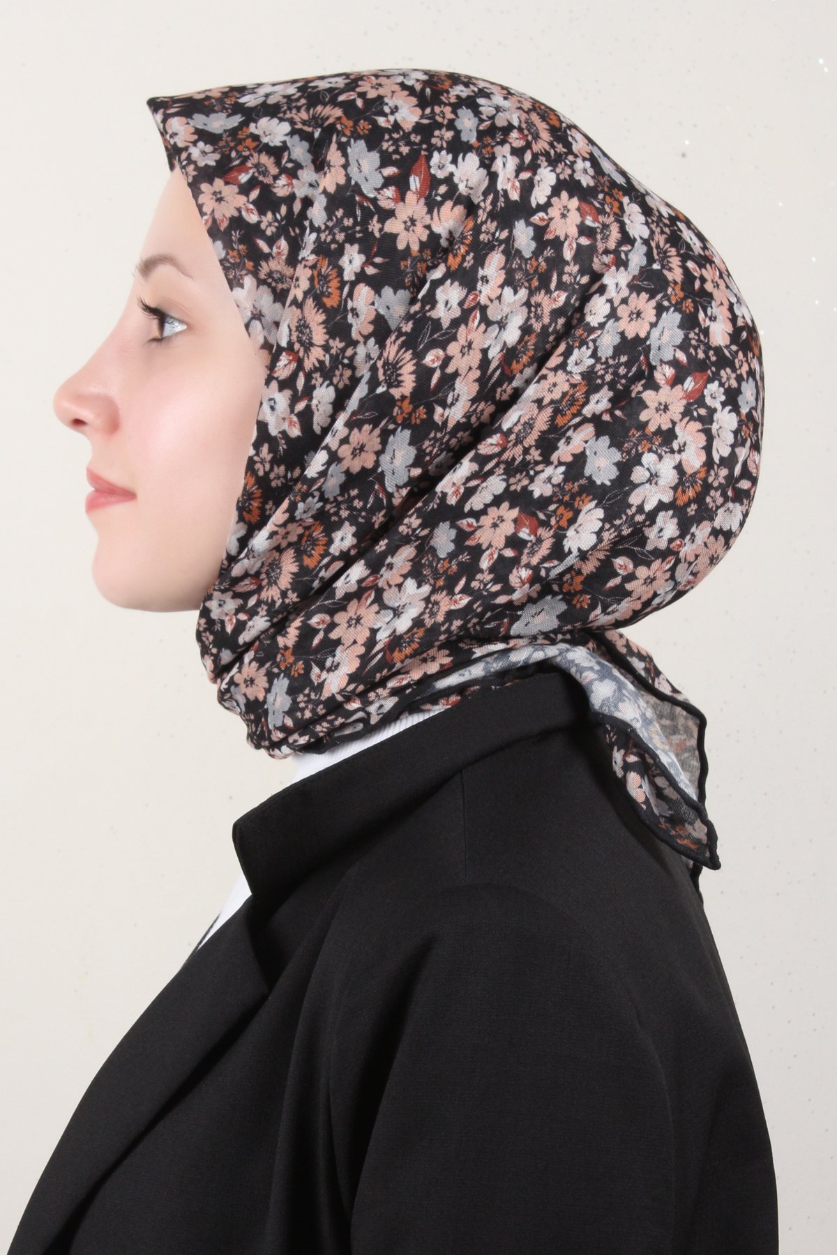 Lop'Res Pamuklu Soft Eşarp 4151-2 Siyah-Bej