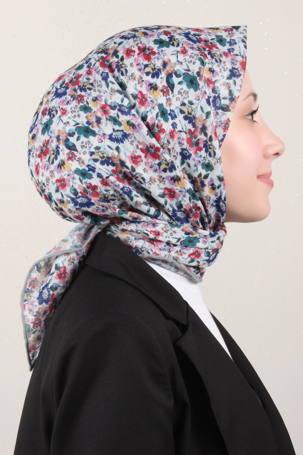 Lop'Res Pamuklu Soft Eşarp 4151-7 Beyaz-Taş