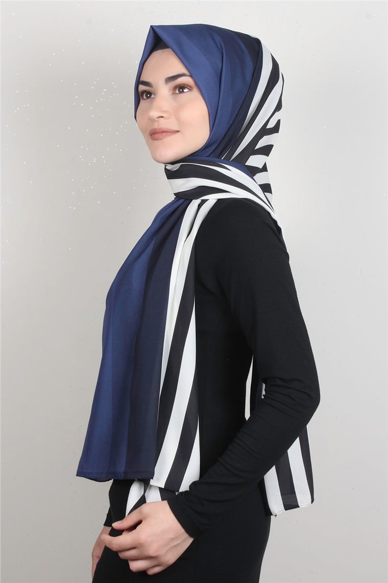 Medine Desenli Şal 1803-1 Mavi
