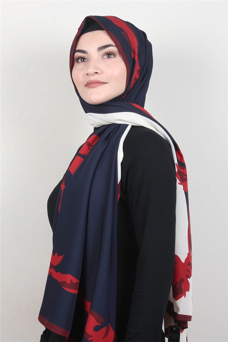 Medine Desenli Şal 2420-5 Laci-Kırmızı