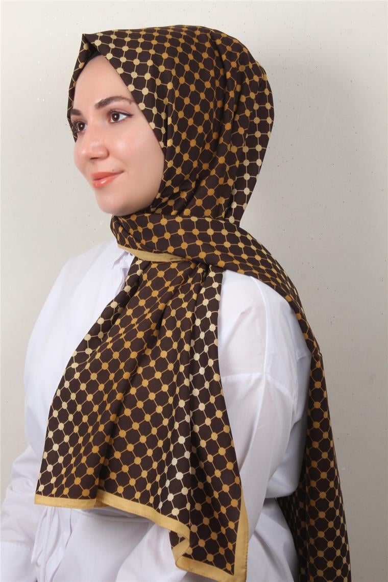 Medine Desenli Şal 2422-9 Kahverengi