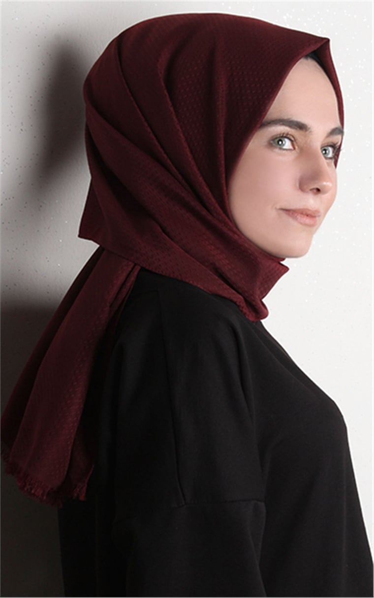Minimal Desen Şal 1465-13 Bordo