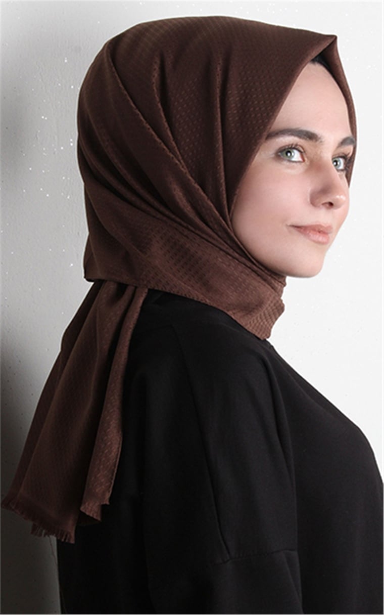 Minimal Desen Şal 1465-15 Kahve