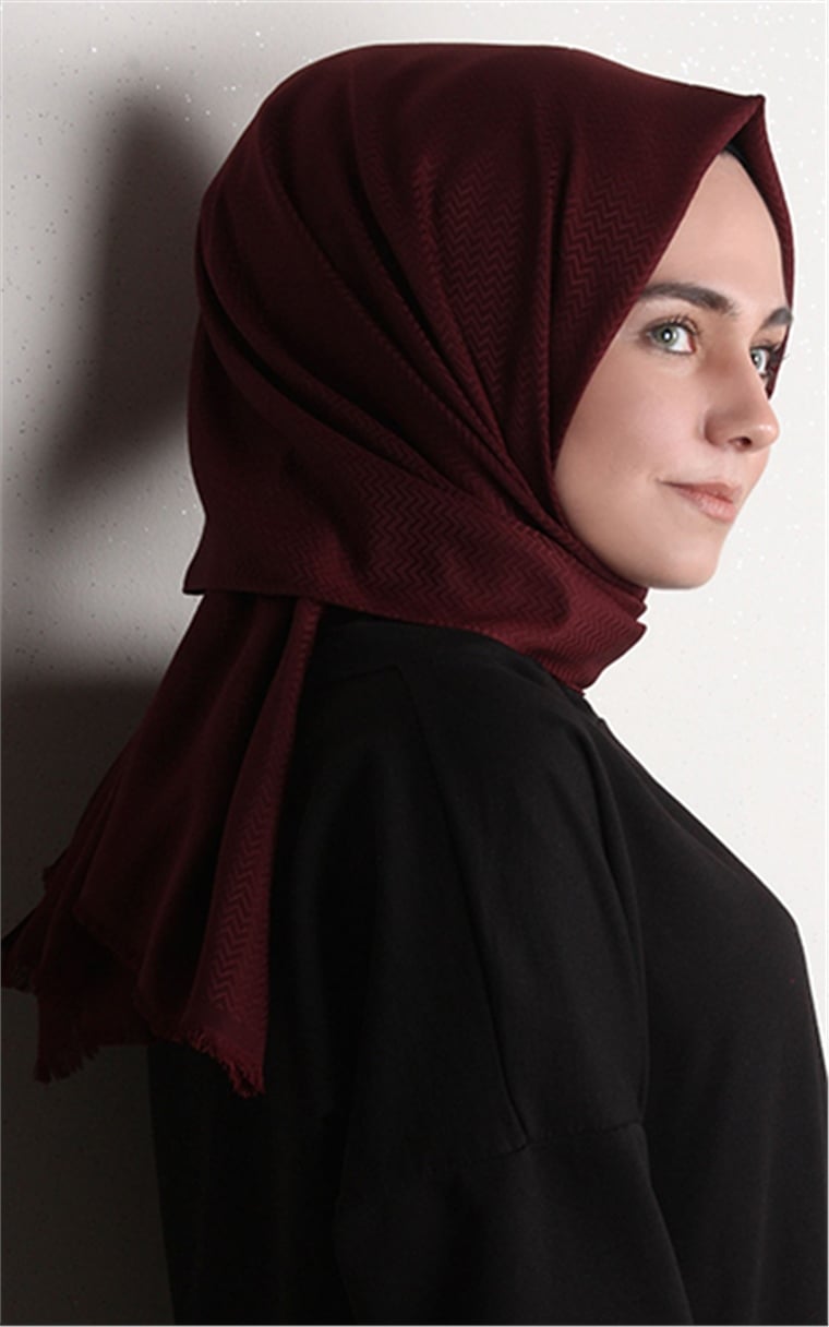 Minimal Desen Şal 1465-18 Bordo
