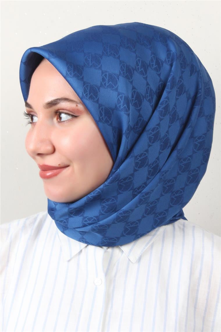 Modakaşmir Mk Desen Eşarp 5354-3 Saks Mavisi