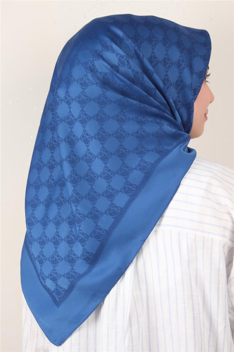 Modakaşmir Mk Desen Eşarp 5354-3 Saks Mavisi