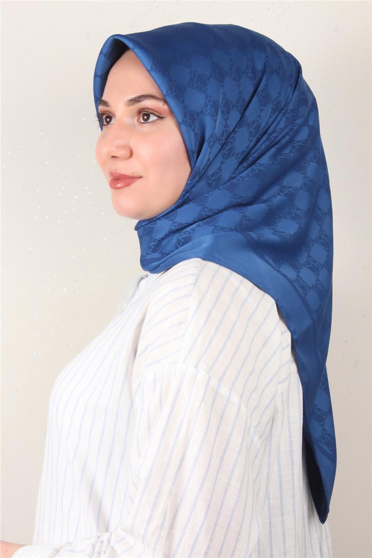 Modakaşmir Mk Desen Eşarp 5354-3 Saks Mavisi