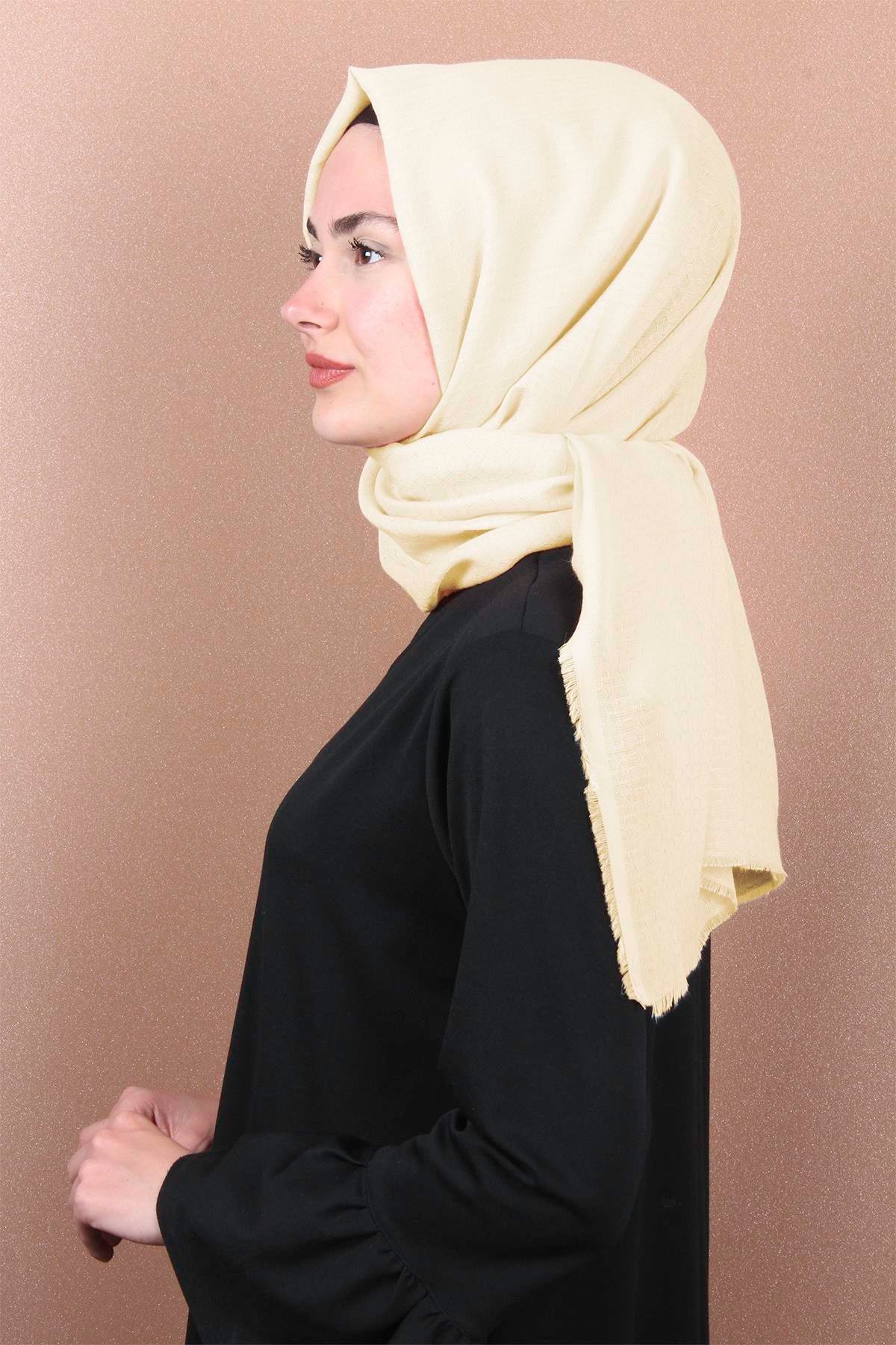 Monogram Pamuk Şal 143-16 Krem