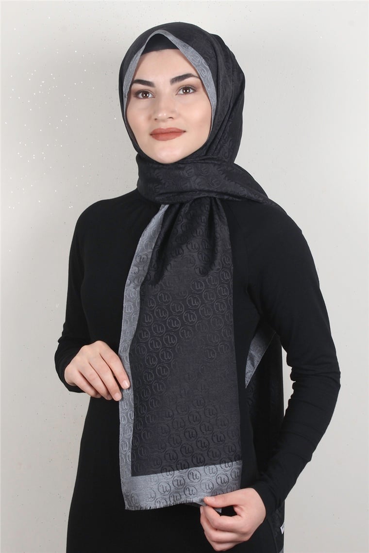 Monogram Şal 145-10 Siyah