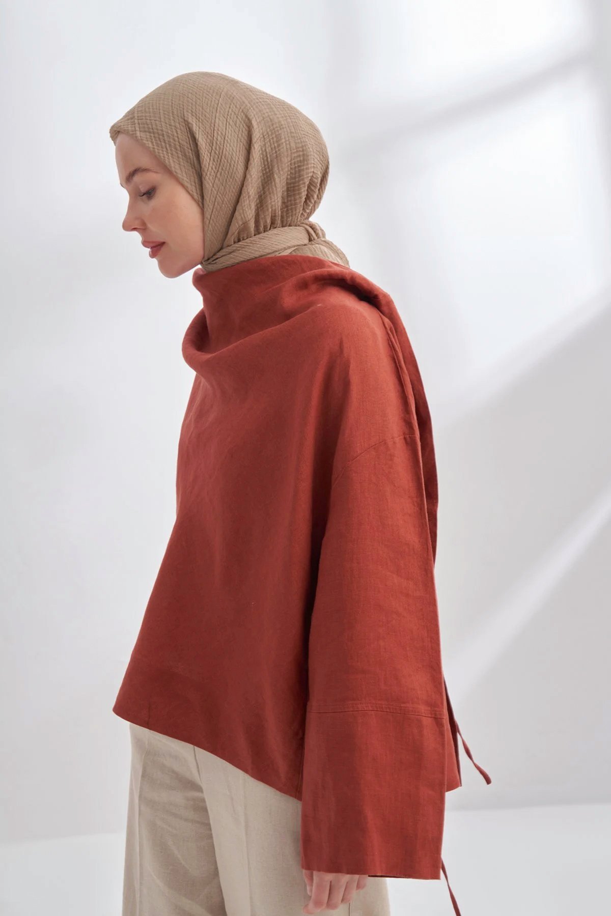 Müslin Biyeli Eşarp 3353-131 Toprak 