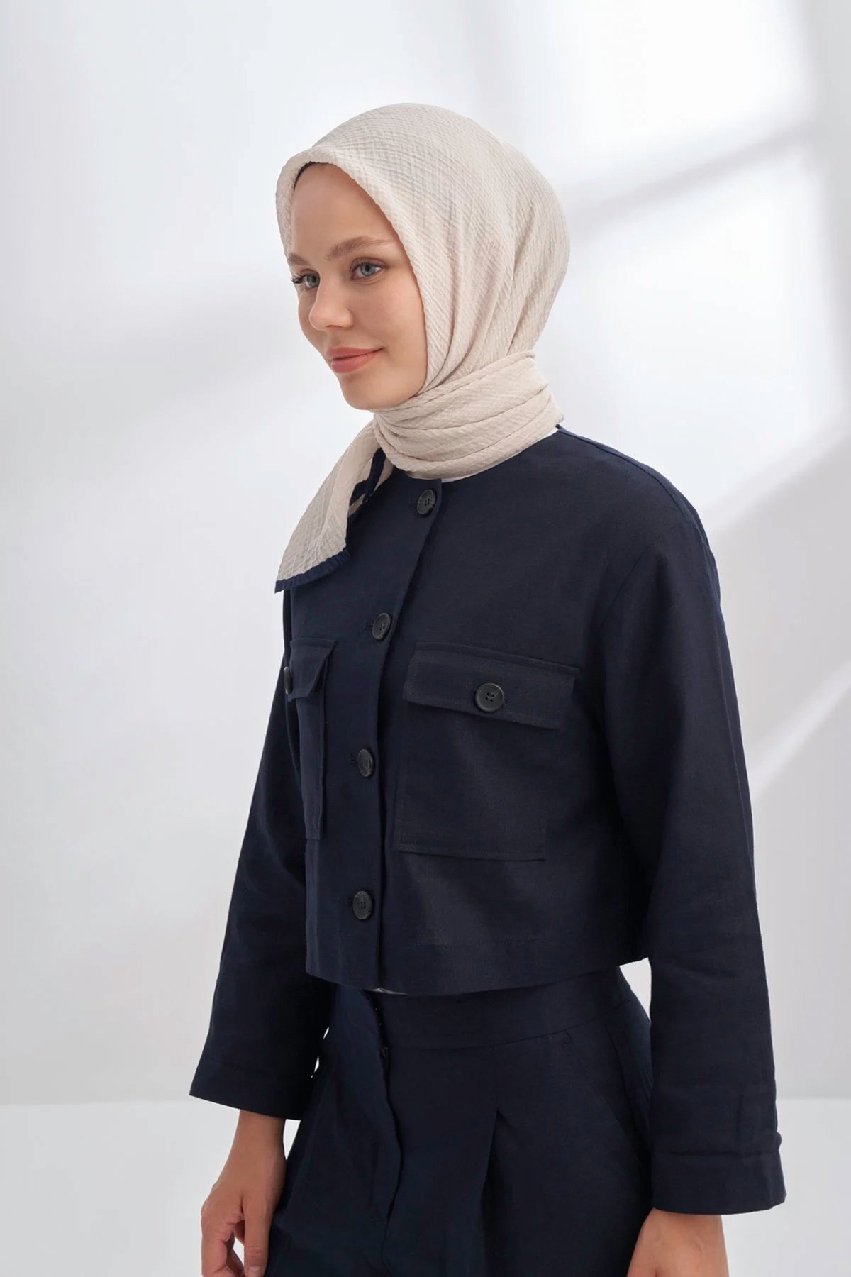 Müslin Biyeli Eşarp 3353-66 Taş 