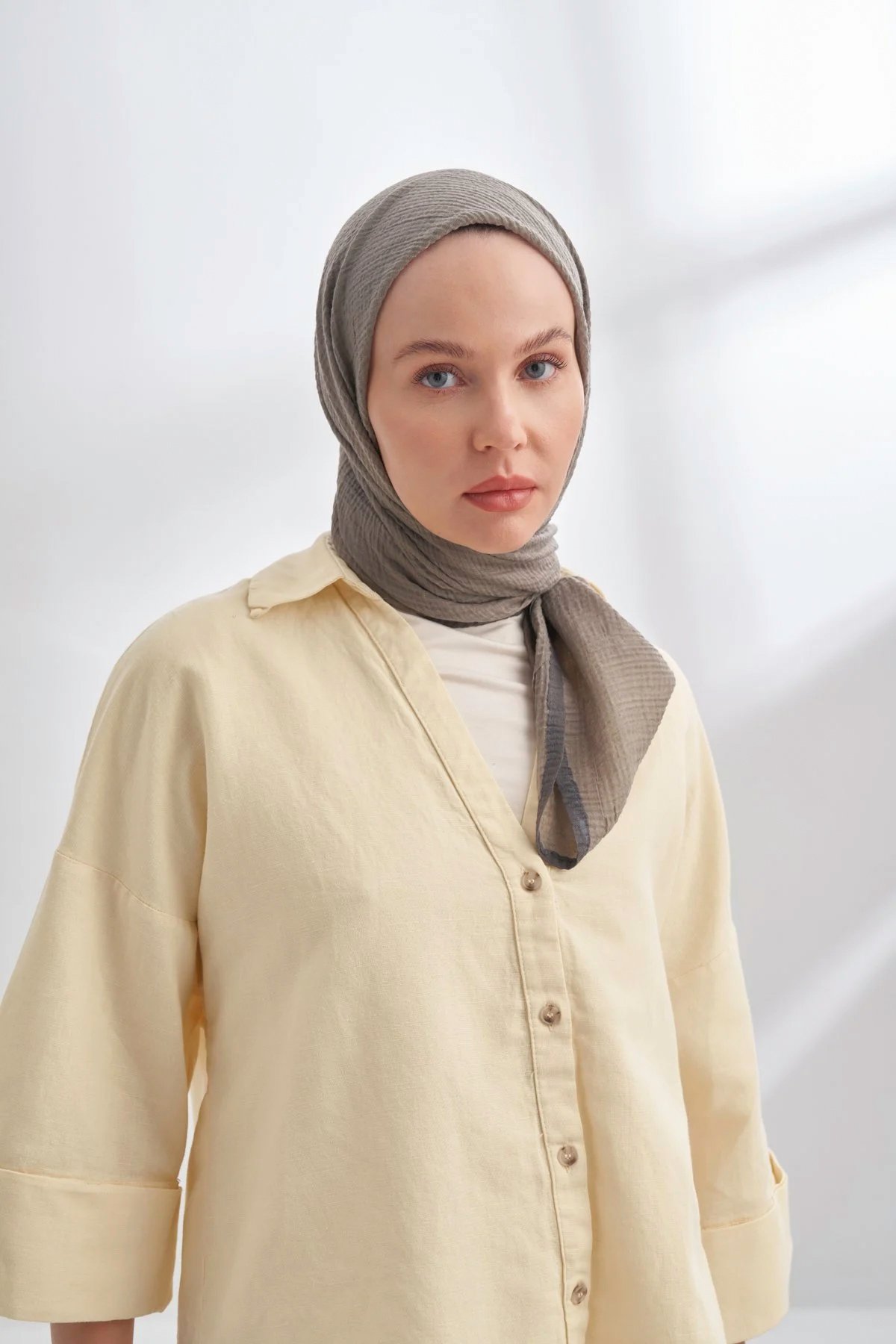 Müslin Biyeli Eşarp 3353-716 Kül 