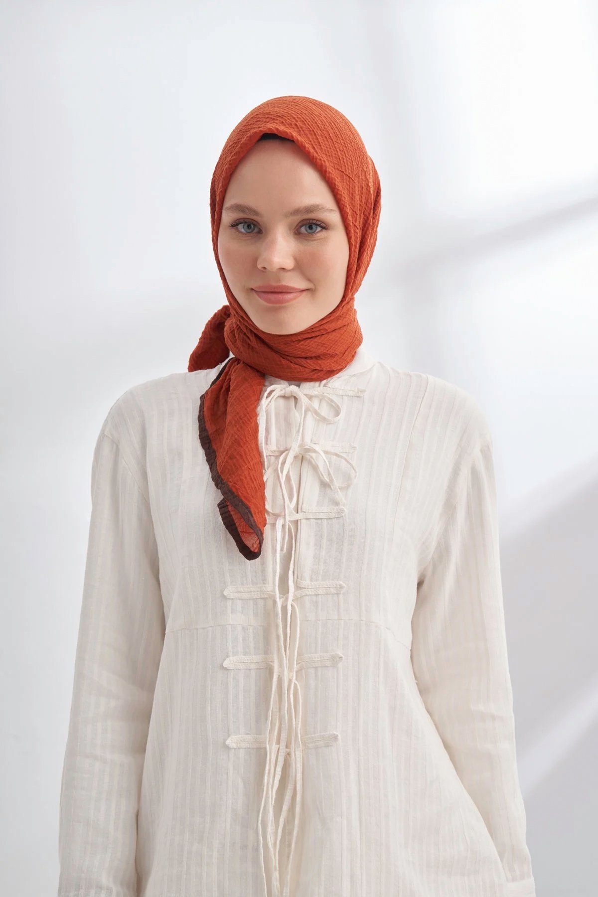 Müslin Biyeli Eşarp 3353-85 Kiremit 
