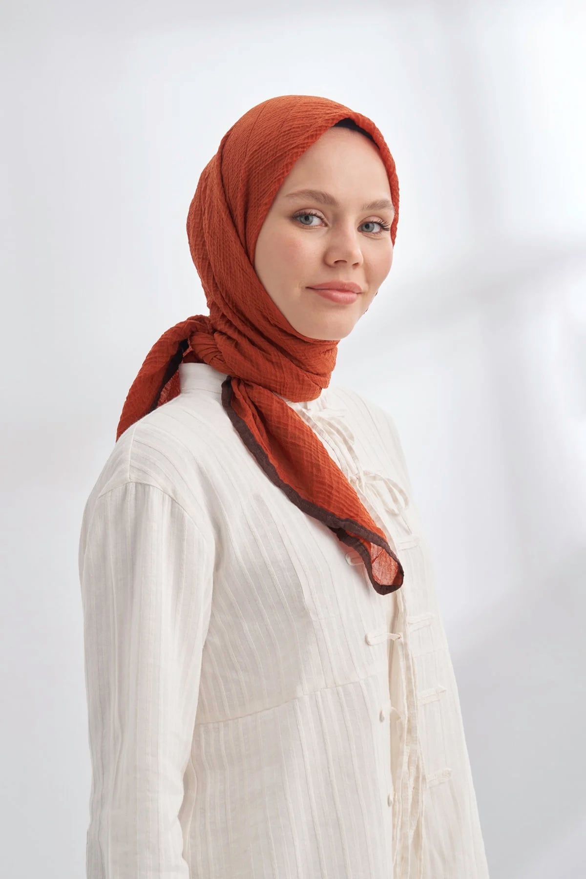 Müslin Biyeli Eşarp 3353-85 Kiremit 