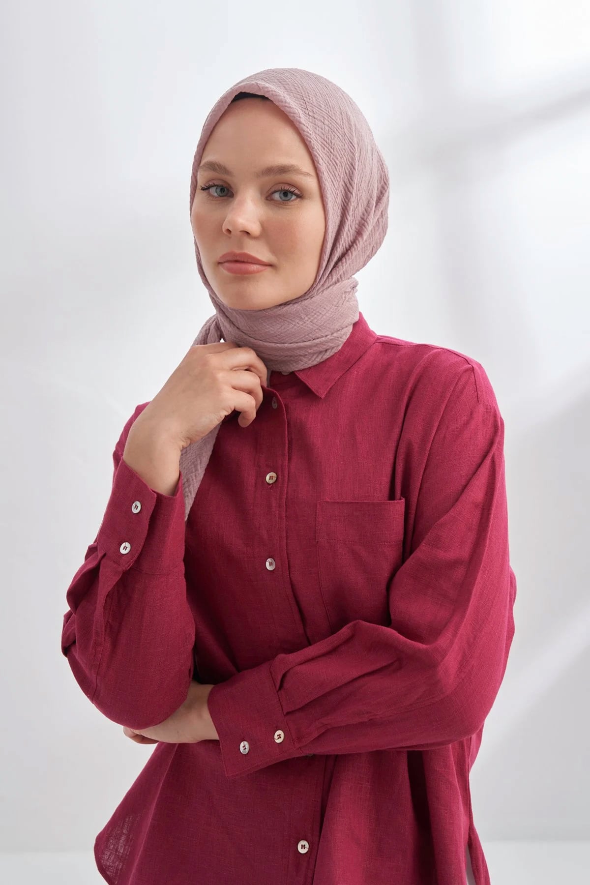 Müslin Biyeli Eşarp 3353-903 Sisli Pudra 