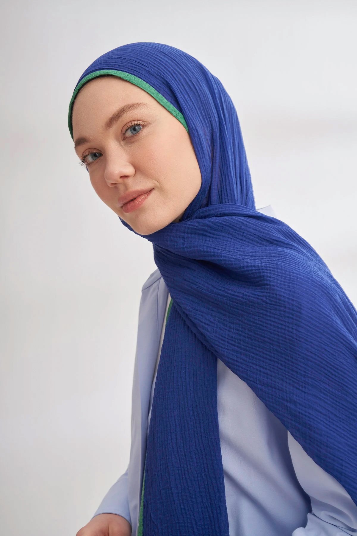 Müslin Biyeli Şal 3352-1033 Morcivert