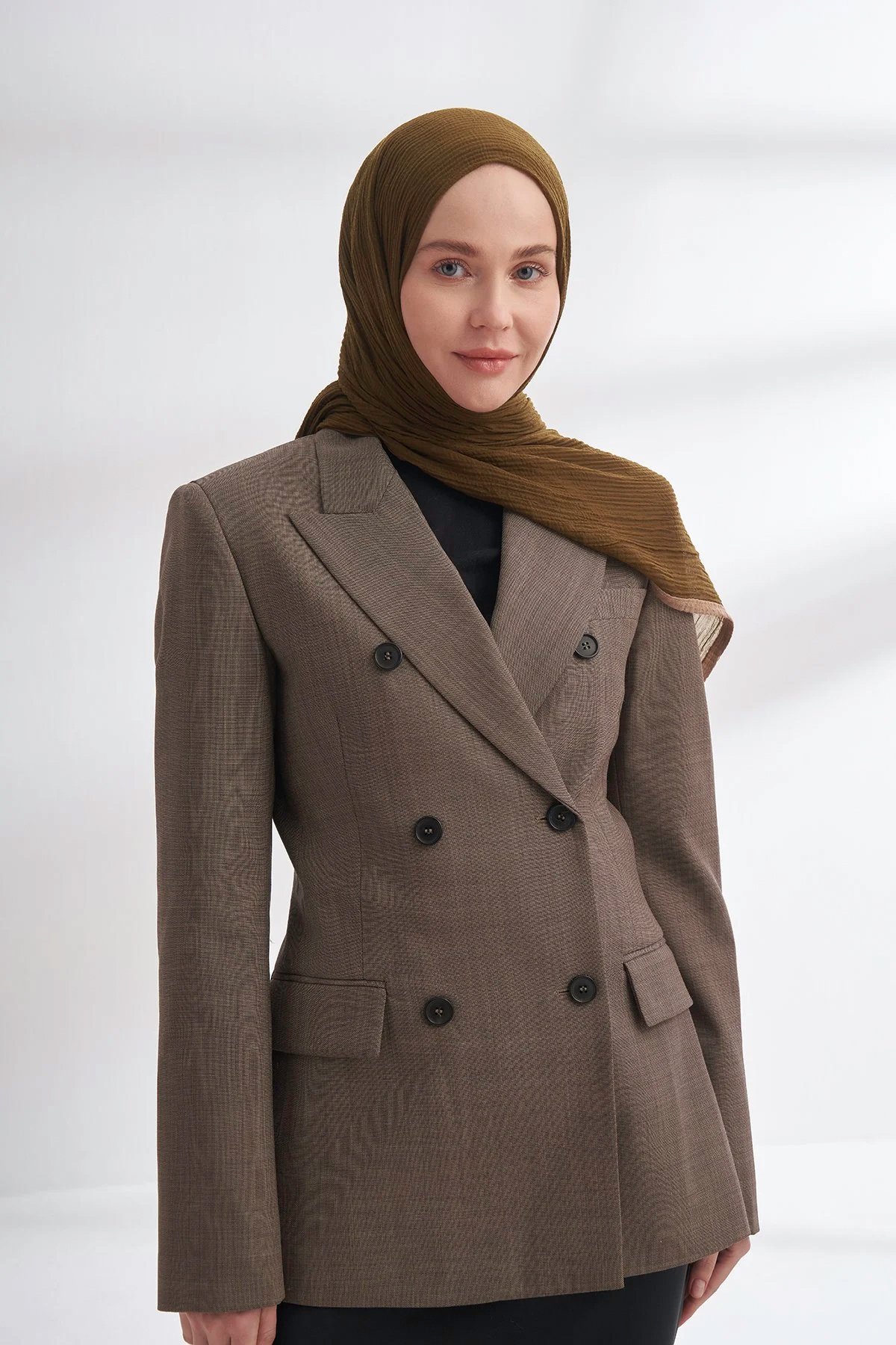 Müslin Biyeli Şal 3352-1043 Yosun