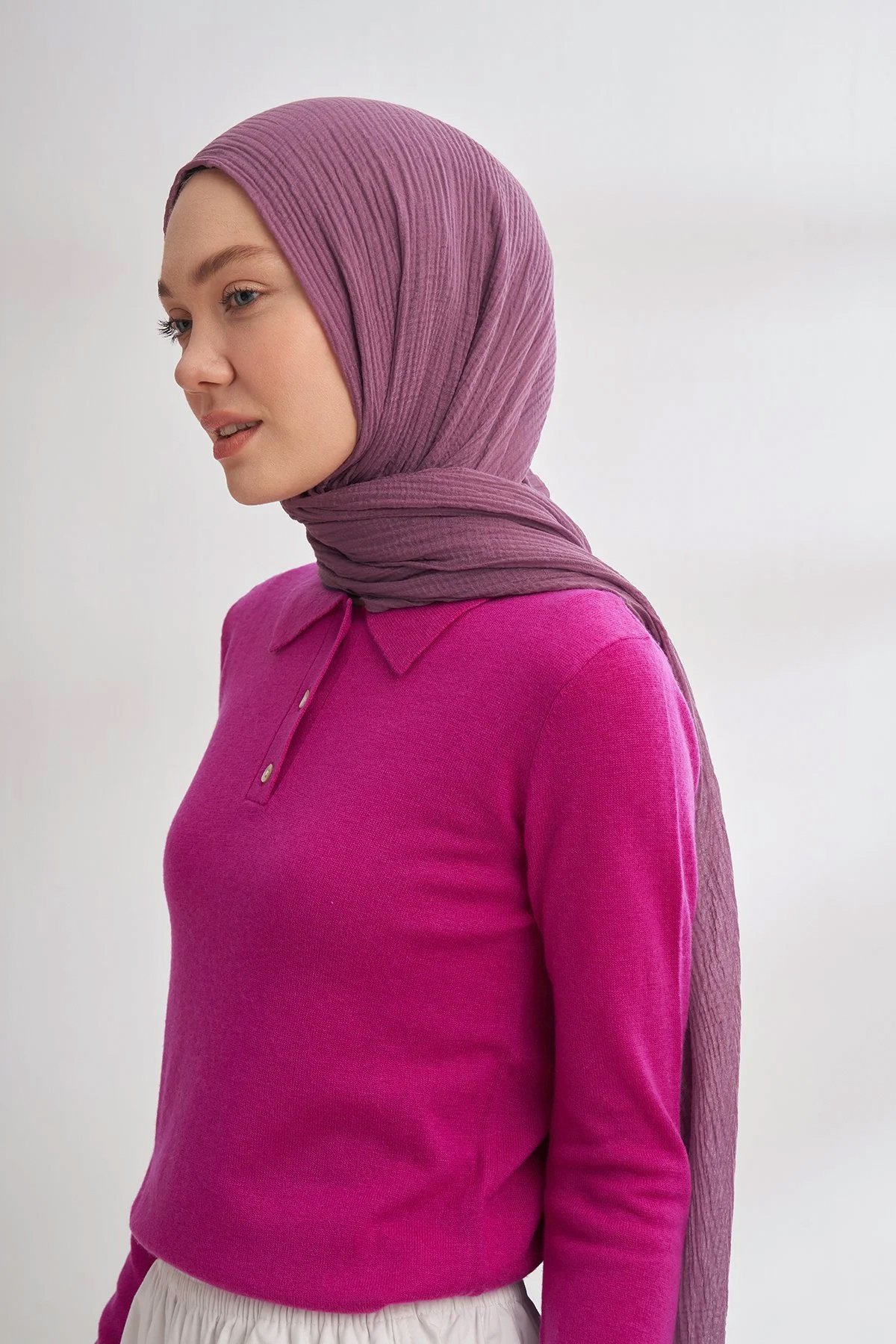 Müslin Biyeli Şal 3352-186 Leylak