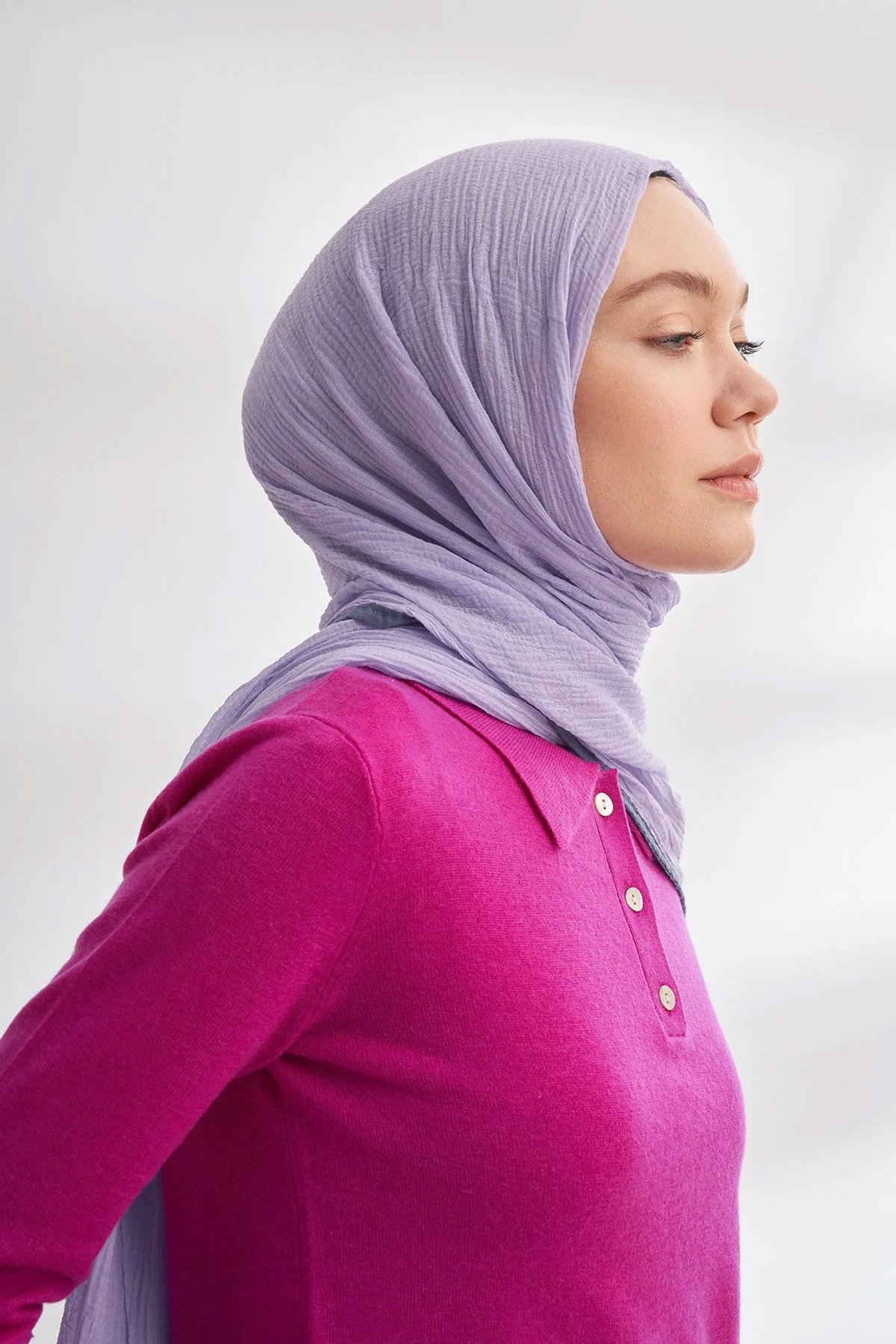 Müslin Biyeli Şal 3352-207 Açık Leylak