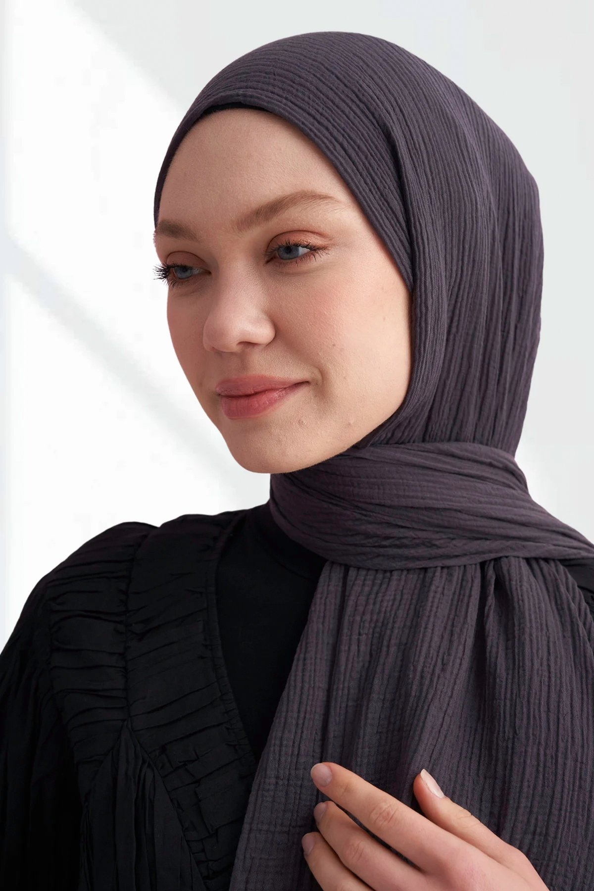 Müslin Biyeli Şal 3352-515 Gri Mavi