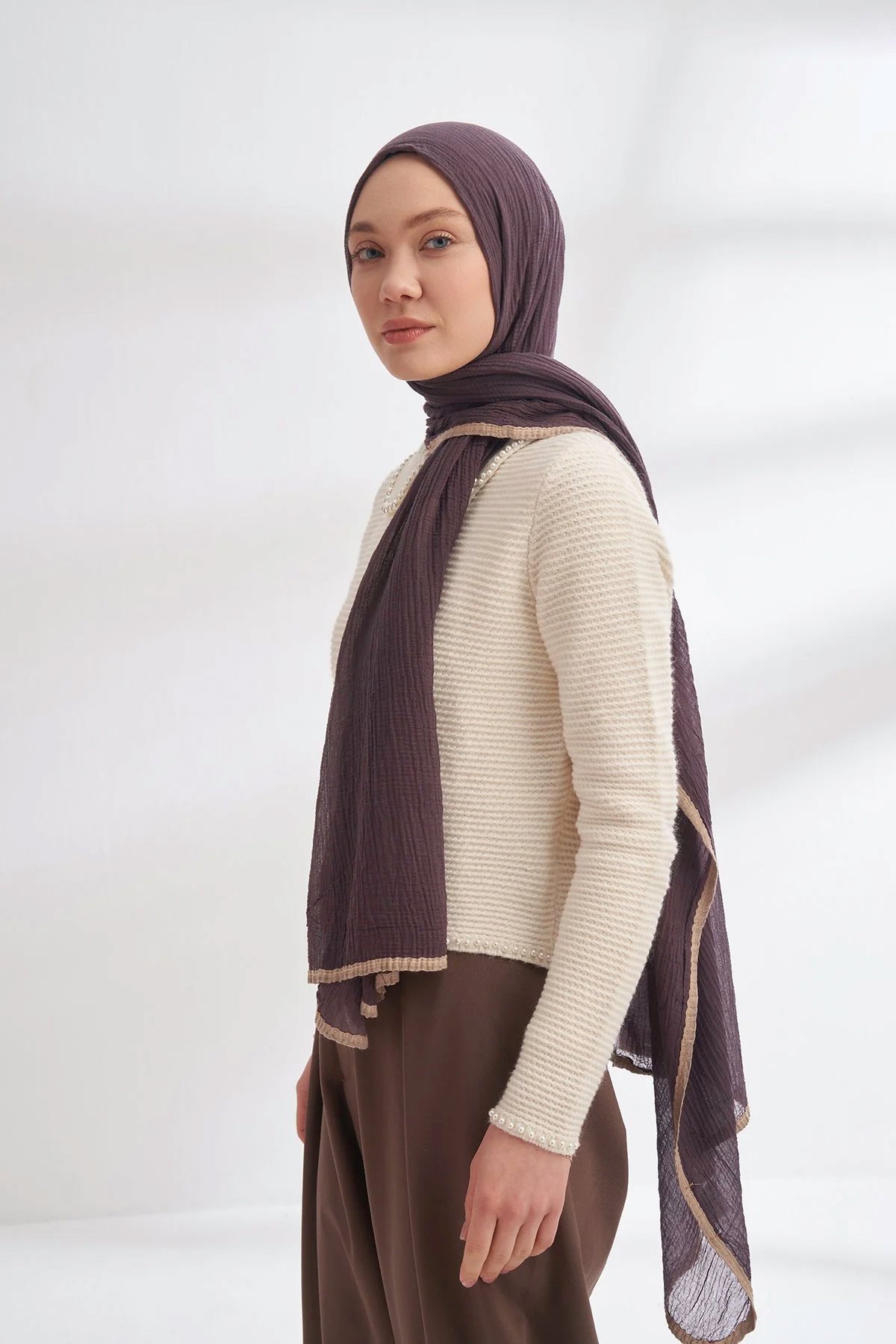 Müslin Biyeli Şal 3352-800 Lavanta