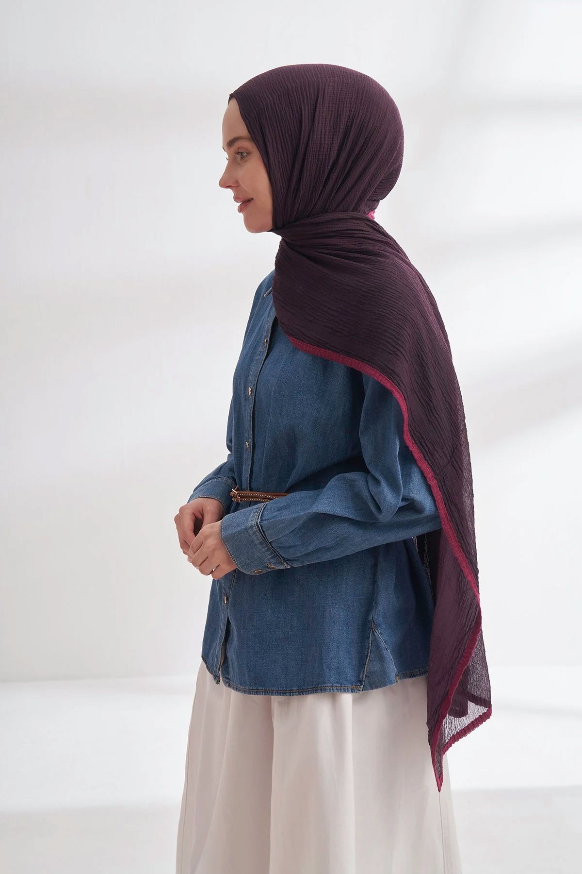 Müslin Biyeli Şal 3352-82 Mürdüm