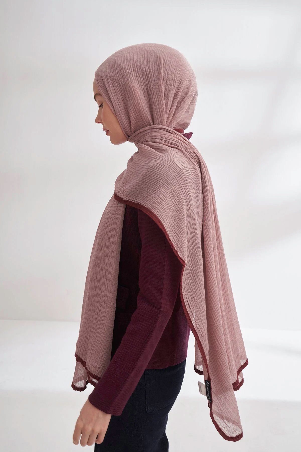 Müslin Biyeli Şal 3352-903 Sisli Pudra