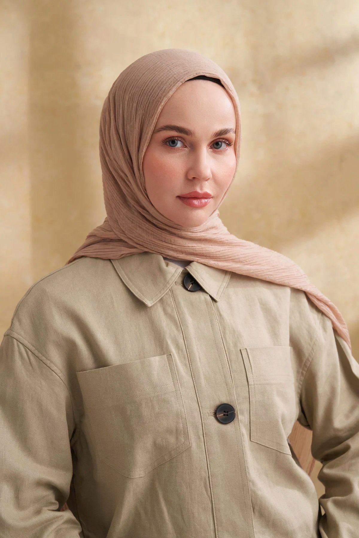Müslin Yaprak Desen Şal 3351-1041 Sahra 
