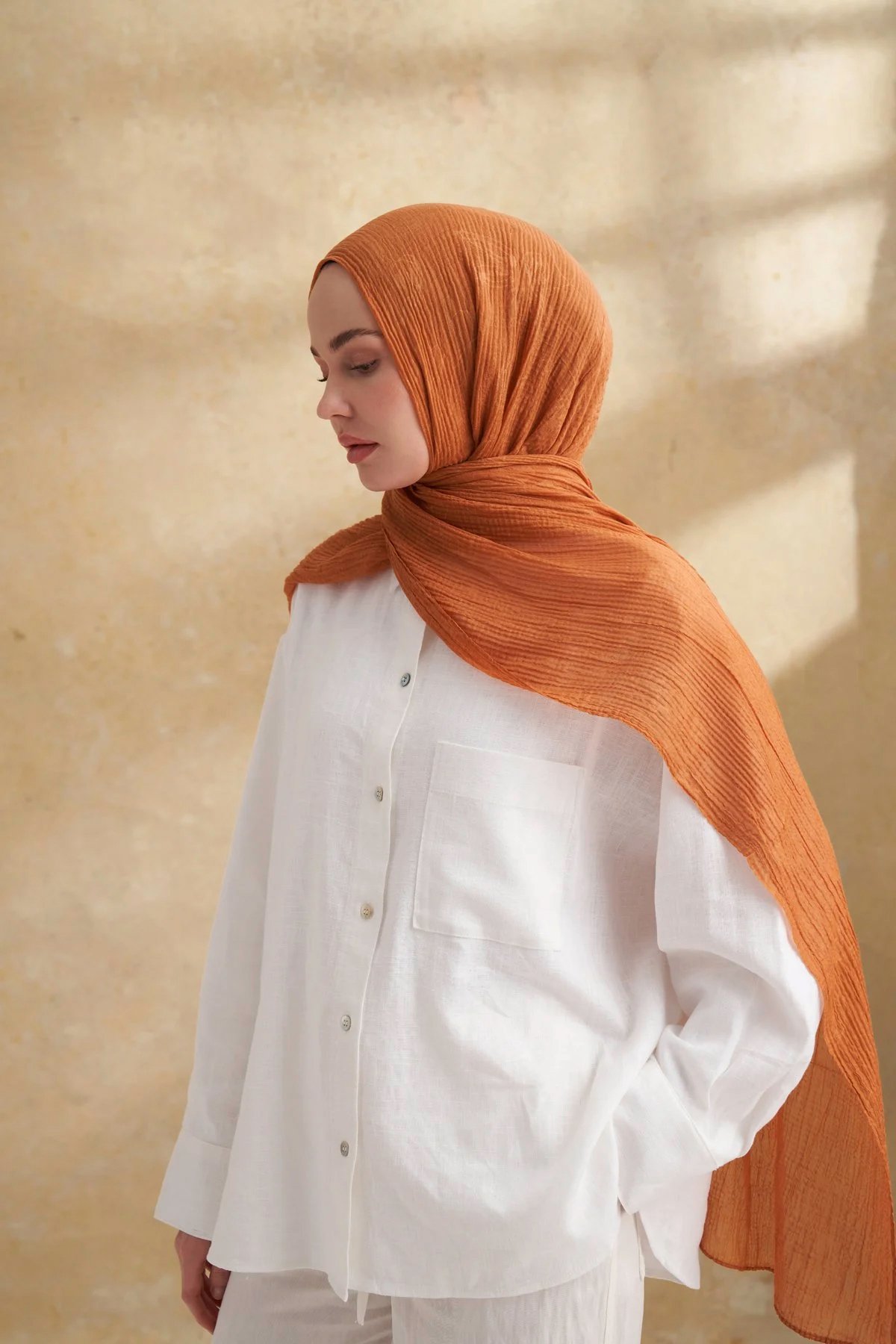 Müslin Yaprak Desen Şal 3351-770