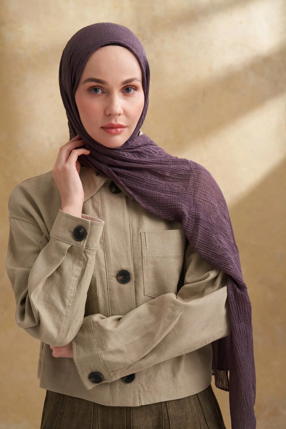 Müslin Yaprak Desen Şal 3351-800