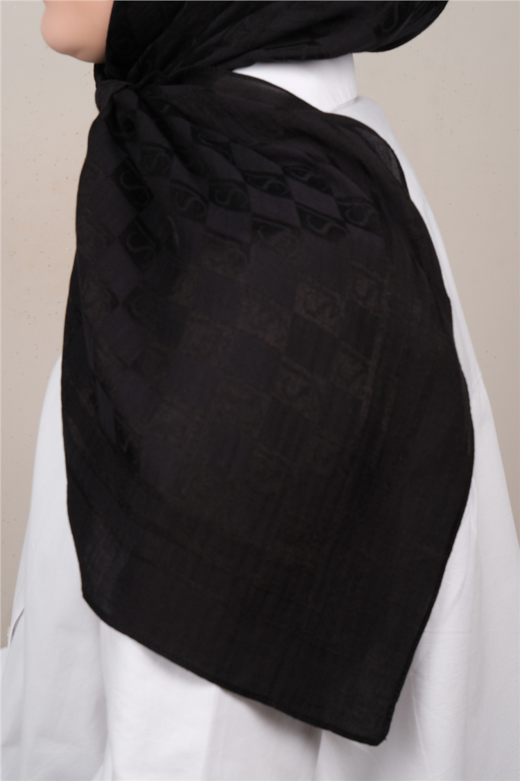Naia Lyocell Coton Eşarp 6851-8 Siyah 