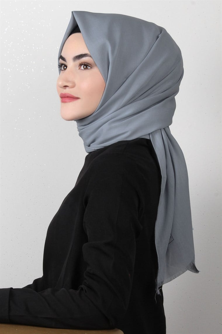 Natural Pamuk Şal 1493-9 Buz Mavisi