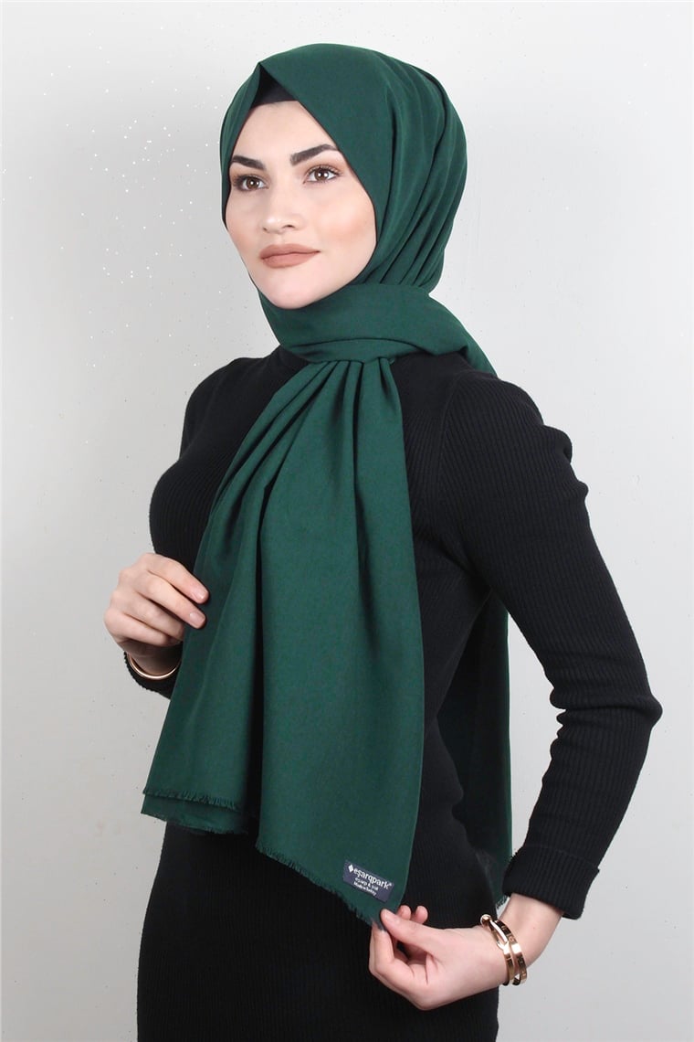 Natural Pamuk Şal 1495-30 Zümrüt Yeşili