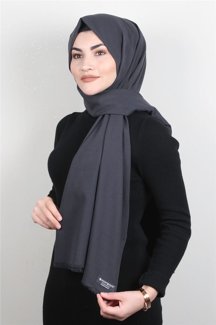 Natural Pamuk Şal 1495-5 Antrasit