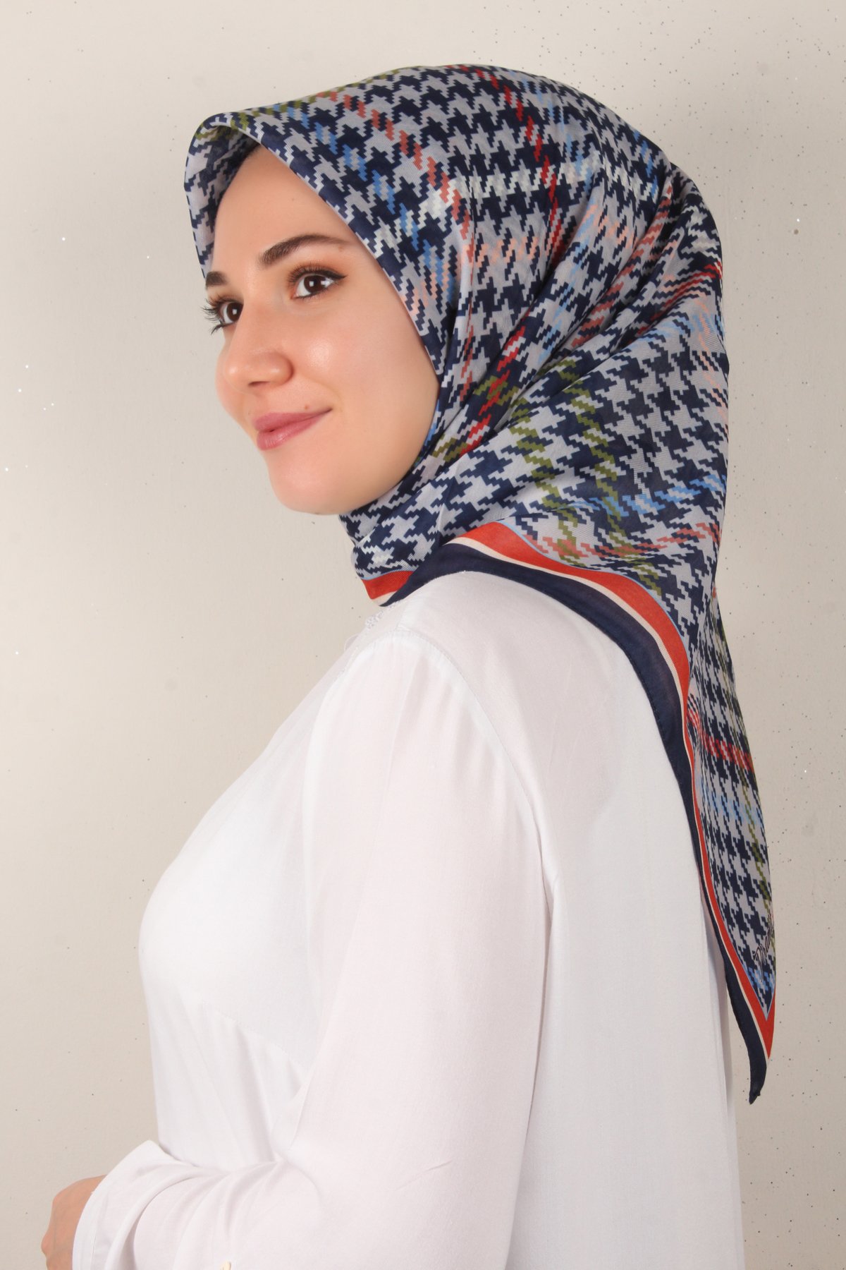 Nirvana Soft Eşarp 3345-6 Lacivert-Kiremit