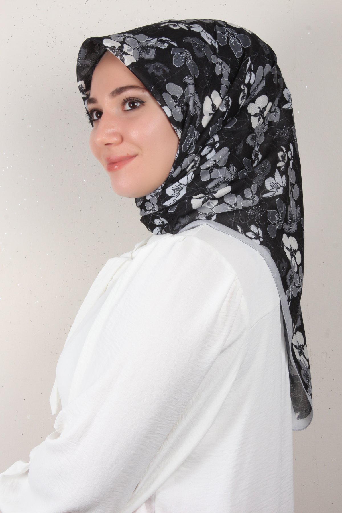 Nirvana Soft Eşarp 8093-7 Siyah-Gri