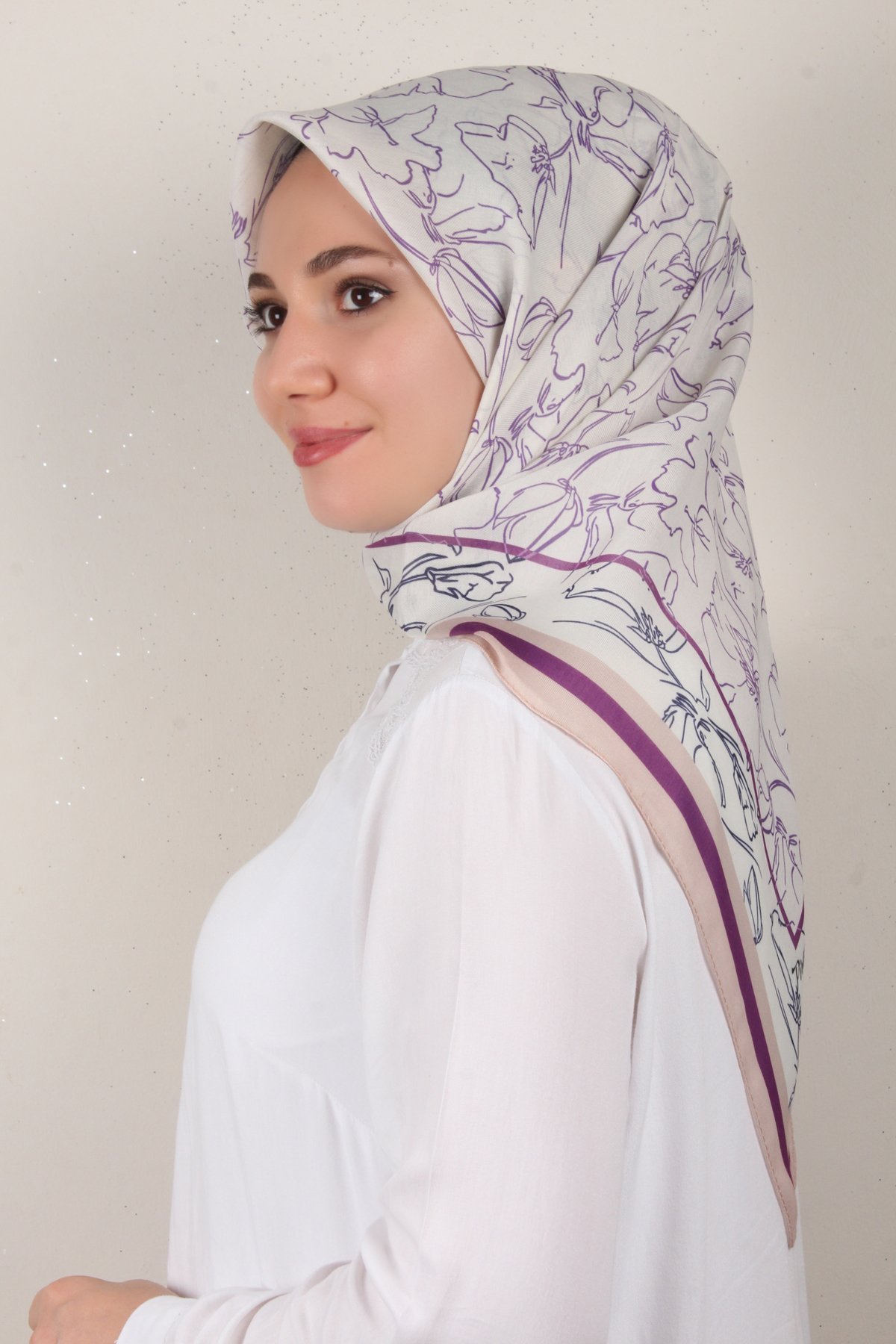 Nirvana Soft Eşarp 8098-15 Mor-Bej