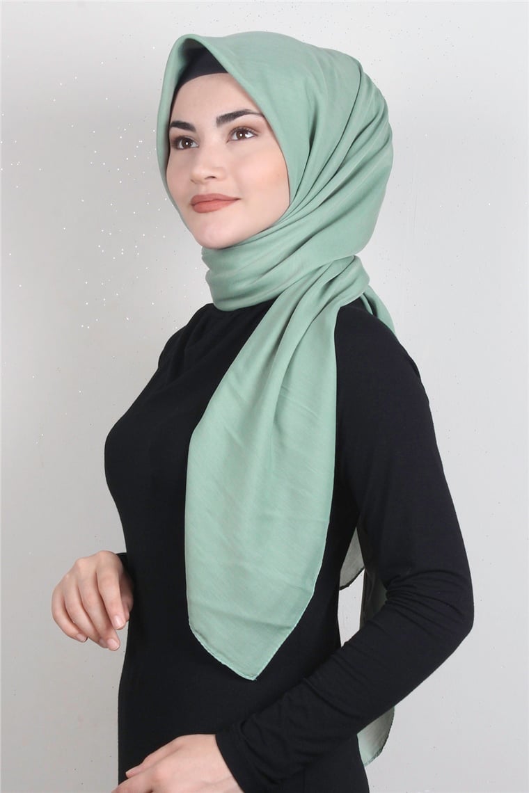 Pamuklu 140x140 Cm Eşarp 1070-46 Su Yeşili