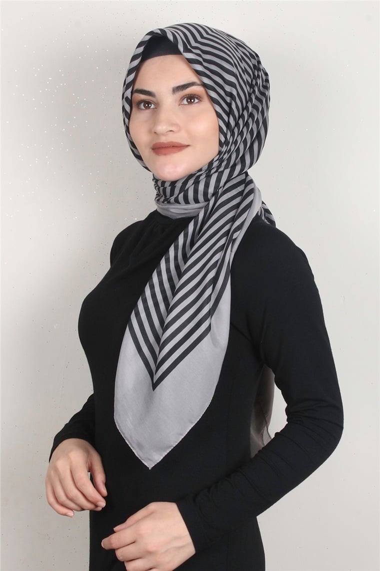 Pamuklu 140x140 Cm Eşarp 1070-53 Gri
