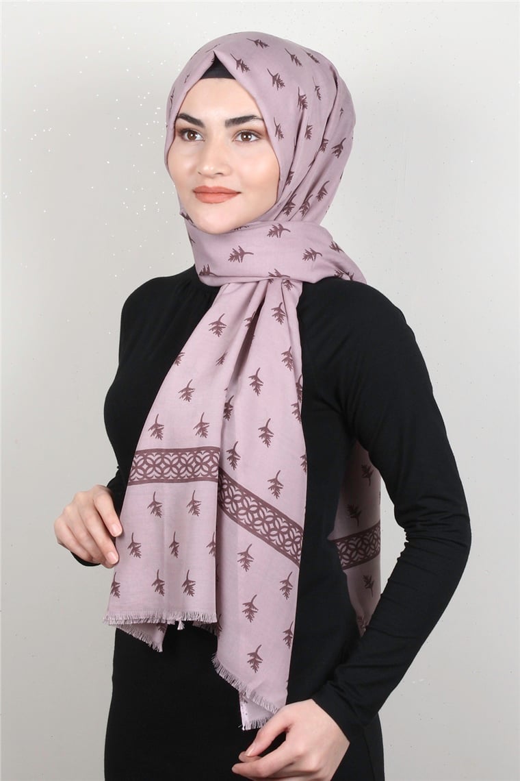 Pamuklu Desenli Şal 5754-9 Lila