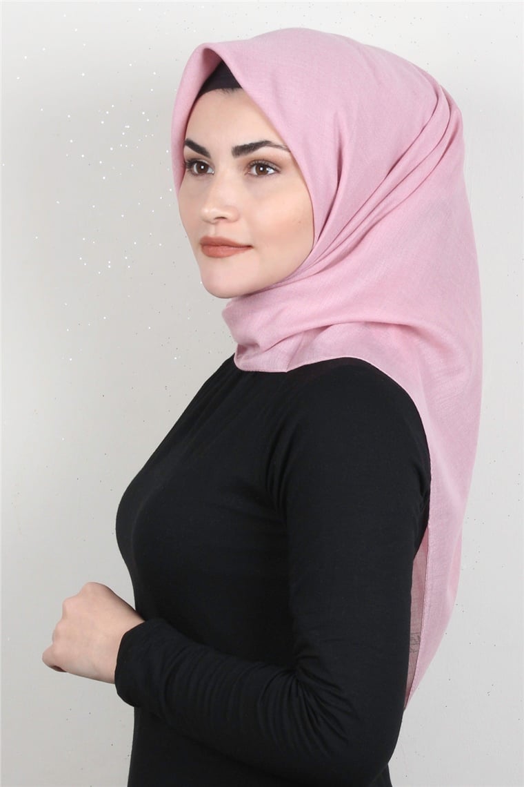 Pamuklu Düz Eşarp 3512-17 Pudra