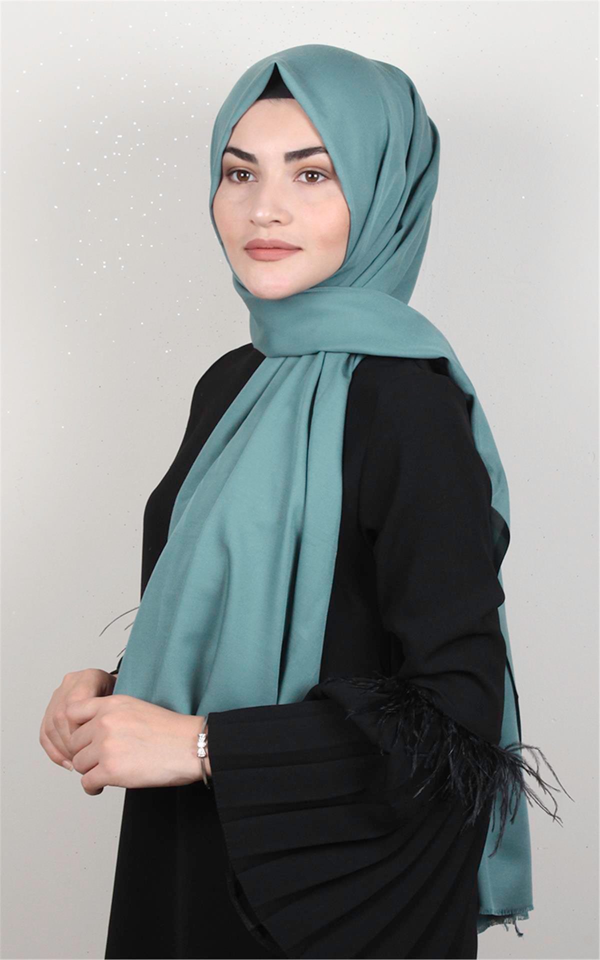 Pamuklu Düz Şal 2803-10 Turkuaz