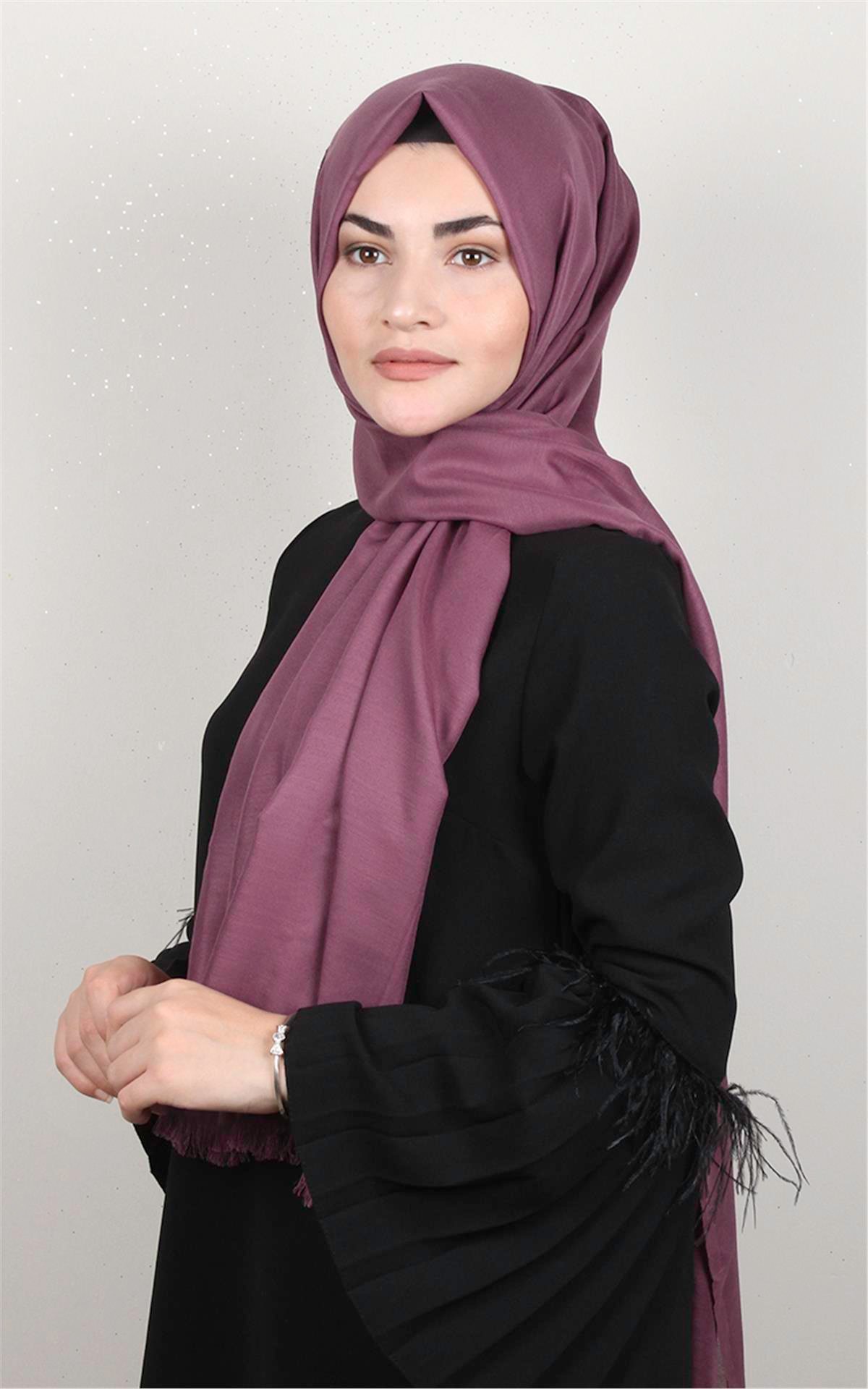 Pamuklu Düz Şal 2803-15 Açık Mor