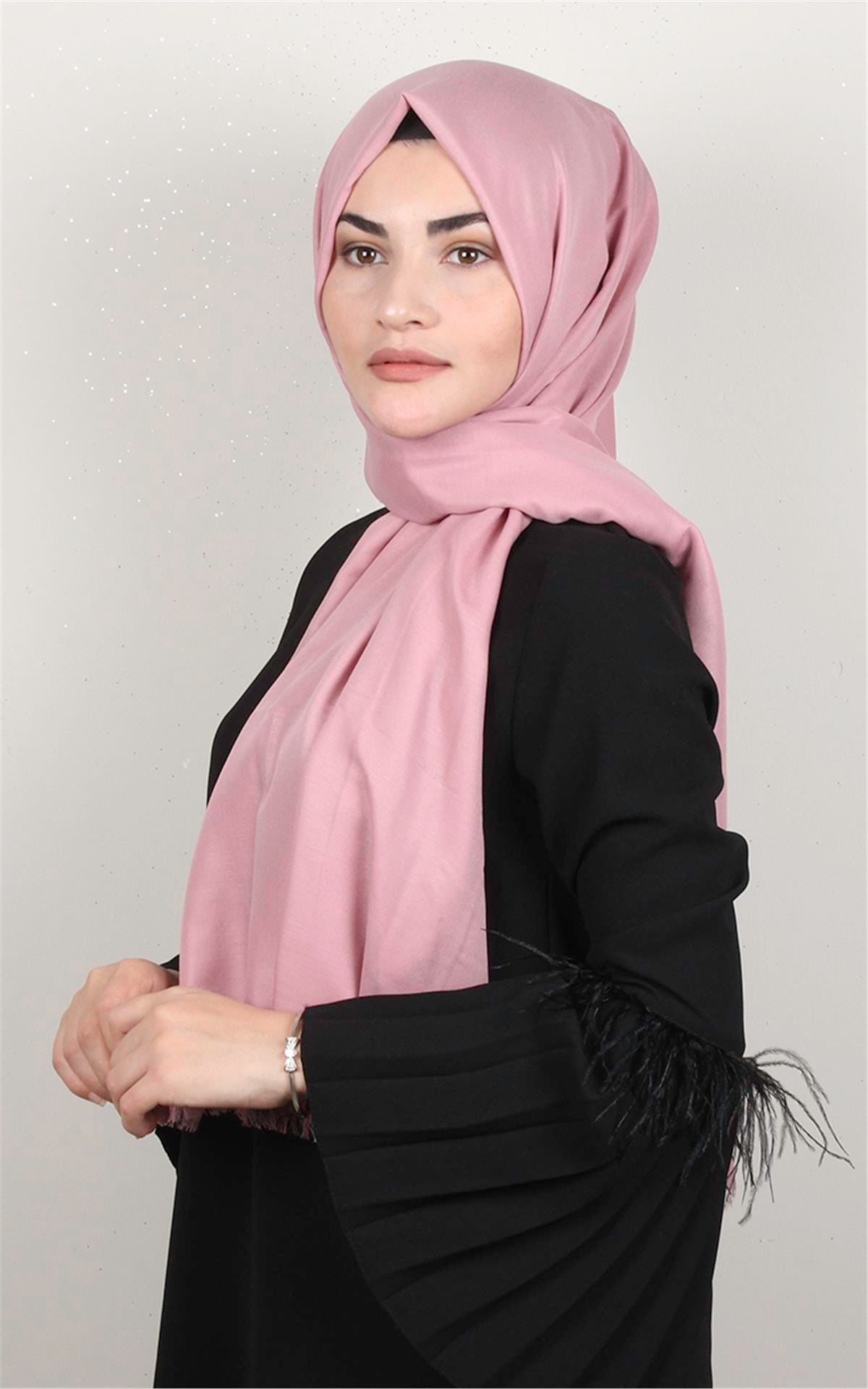 Pamuklu Düz Şal 2803-16 Pembe