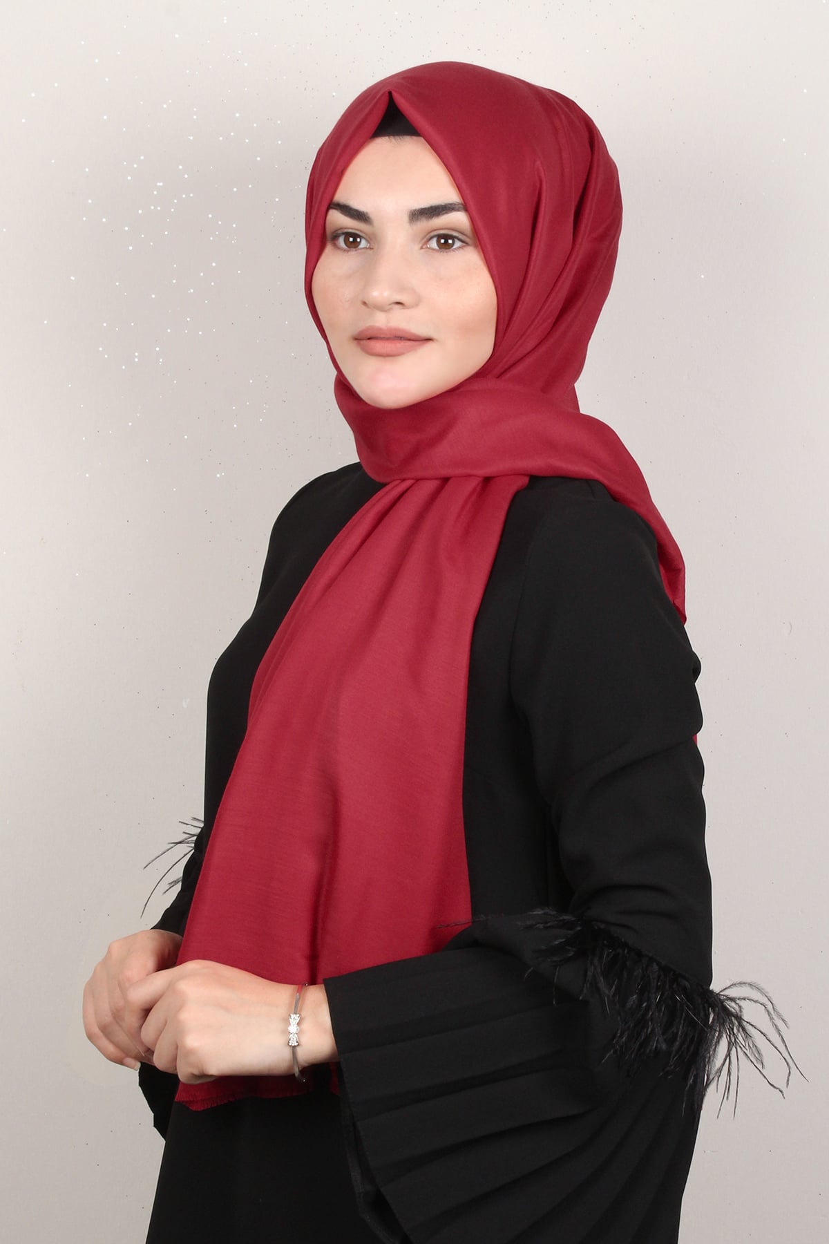 Pamuklu Düz Şal 2803-17 Kırmızı