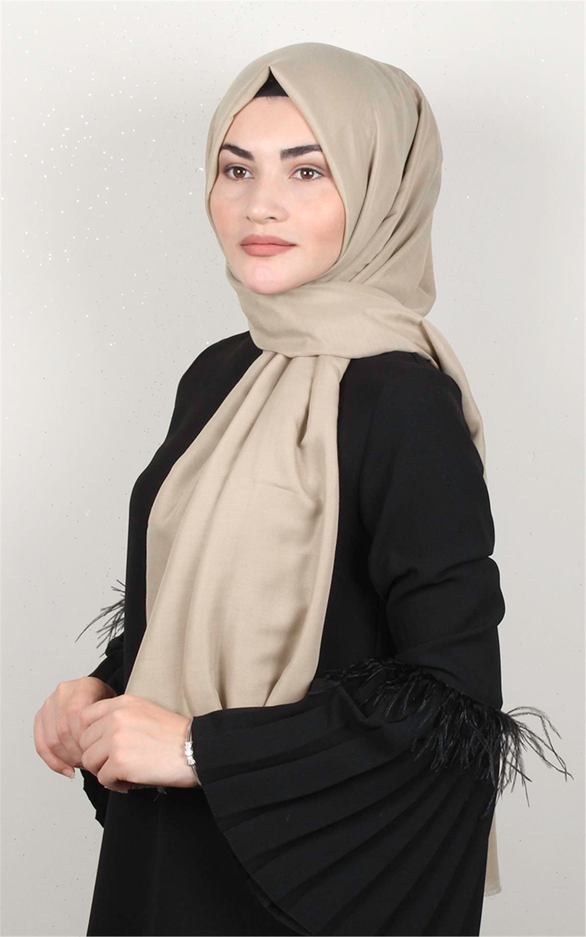 Pamuklu Düz Şal 2803-3 Islak Kum