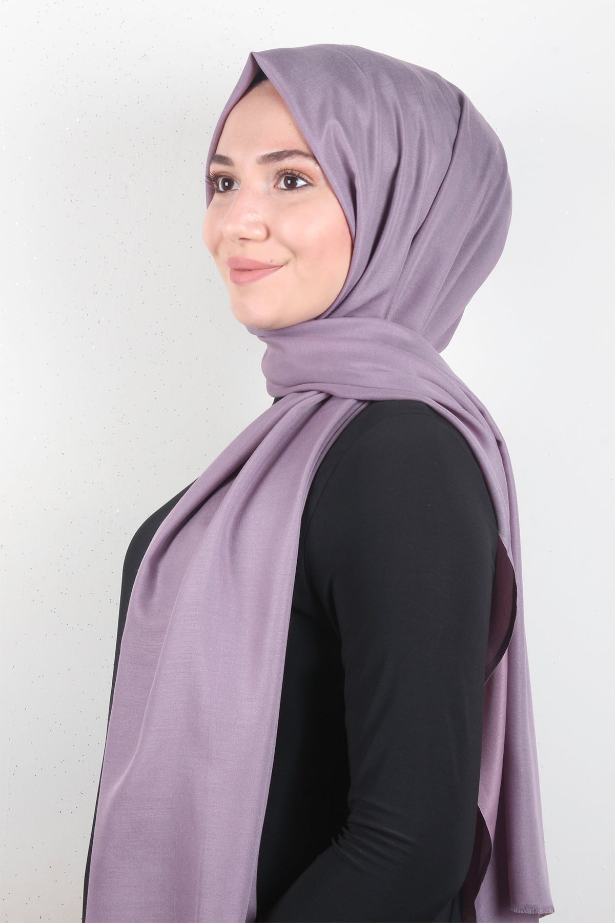 Pamuklu Düz Şal 2803-34 İncir Moru