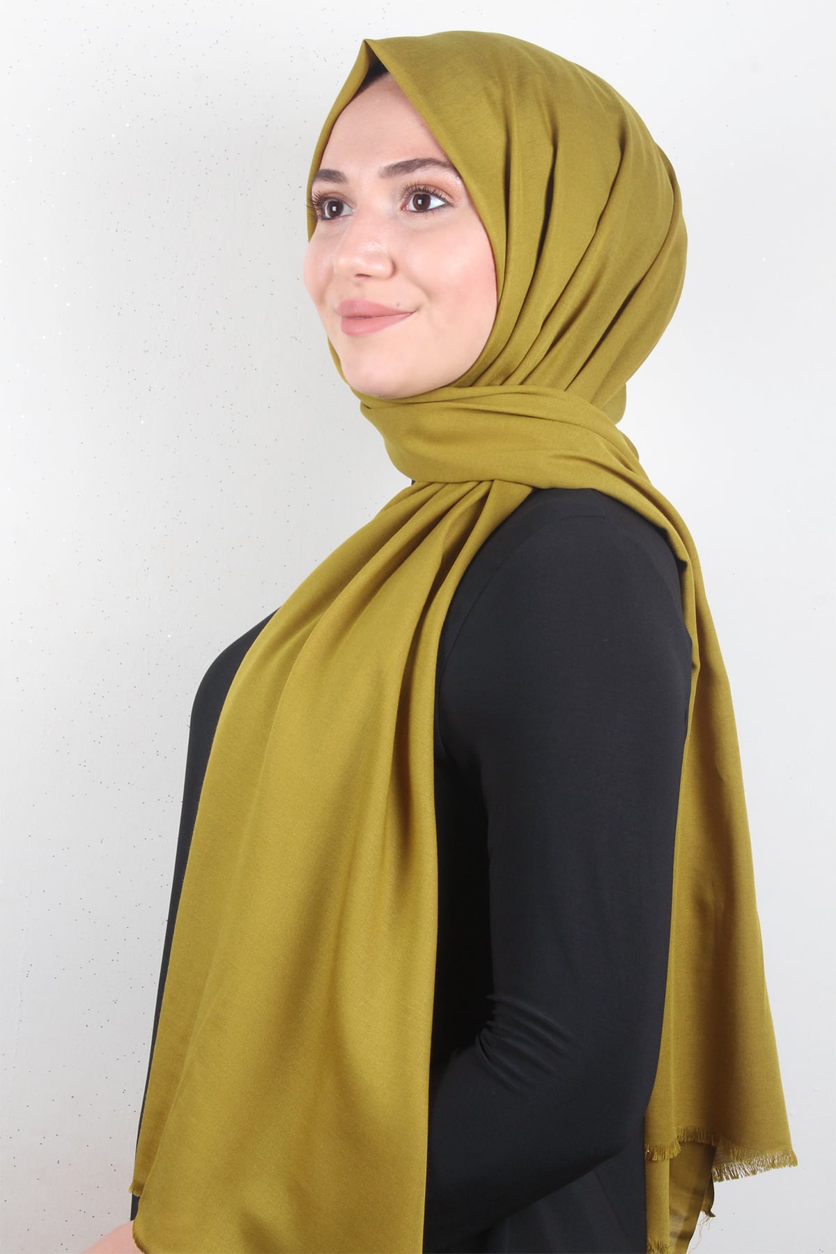 Pamuklu Düz Şal 2803-37 Yağ Yeşili