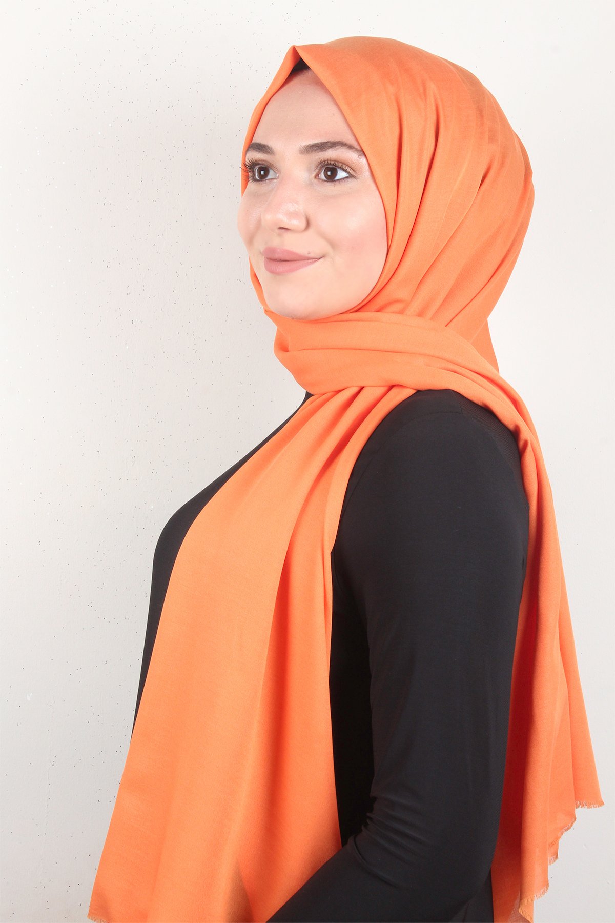 Pamuklu Düz Şal 2803-41 Turuncu